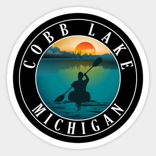 Cobb Lake Kayaking Michigan Sunset Sticker